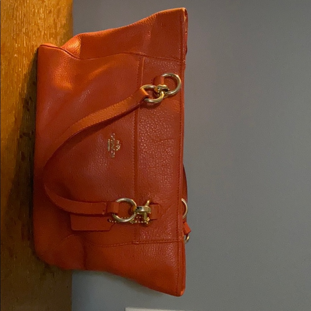 Orange coach purse/ real leather